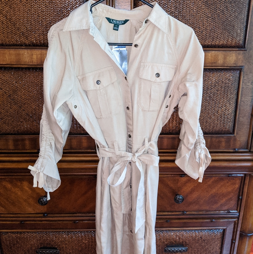 Tan Ralph Lauren dress.